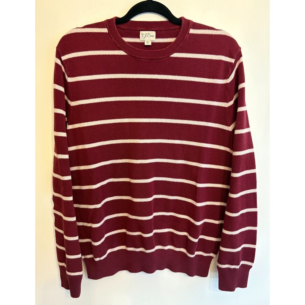 J. CREW Men's‎ Maroon Cotton Stripe crewneck sweater size XL